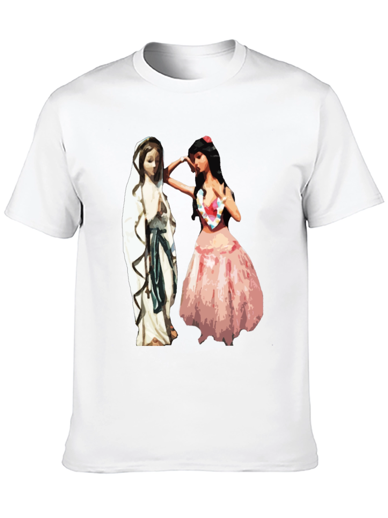 Virgin Mary Hawaiian Hula Dancer Graphic T-Shirt
