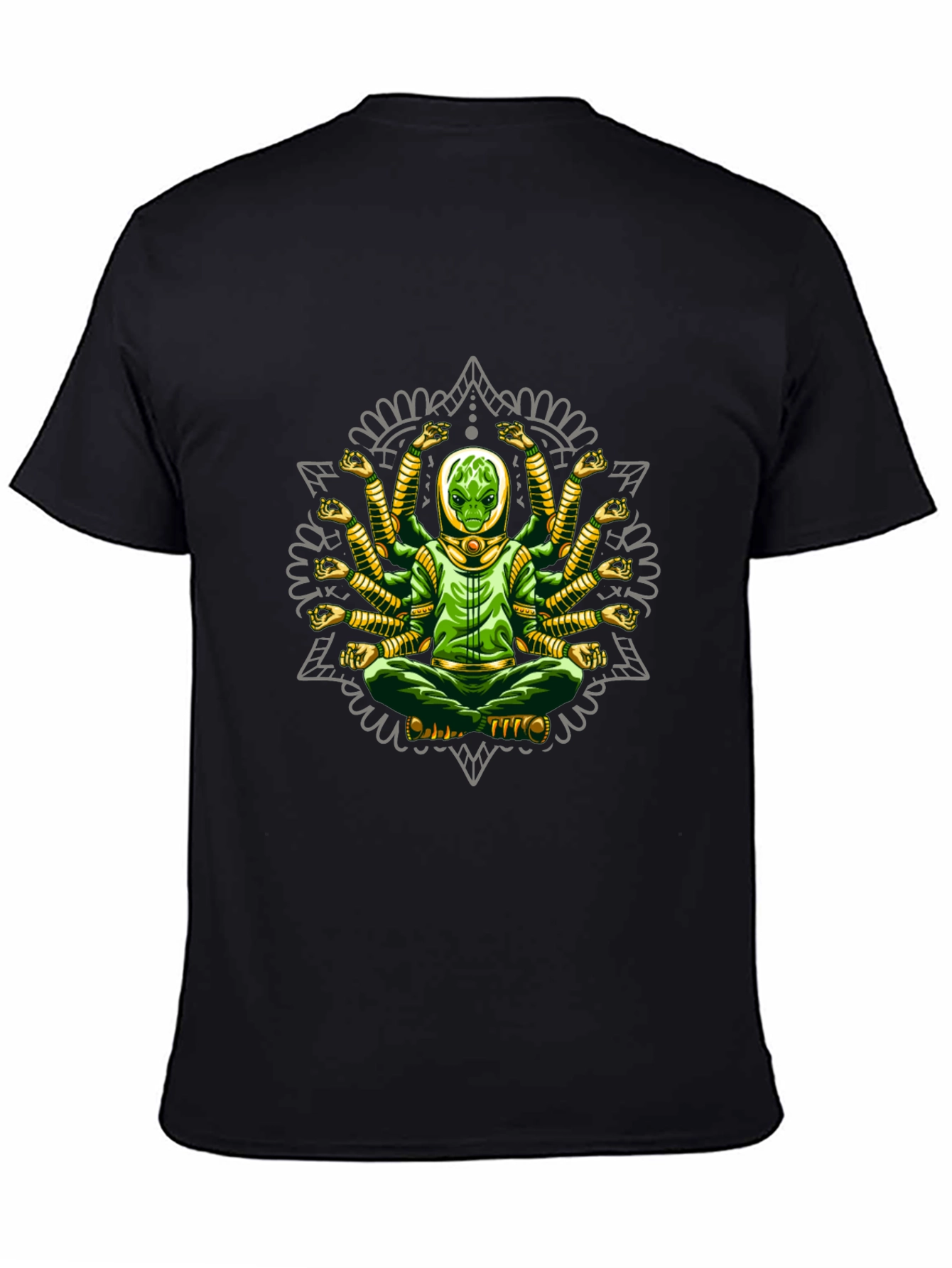 Meditating Alien Mandala Graphic T-Shirt