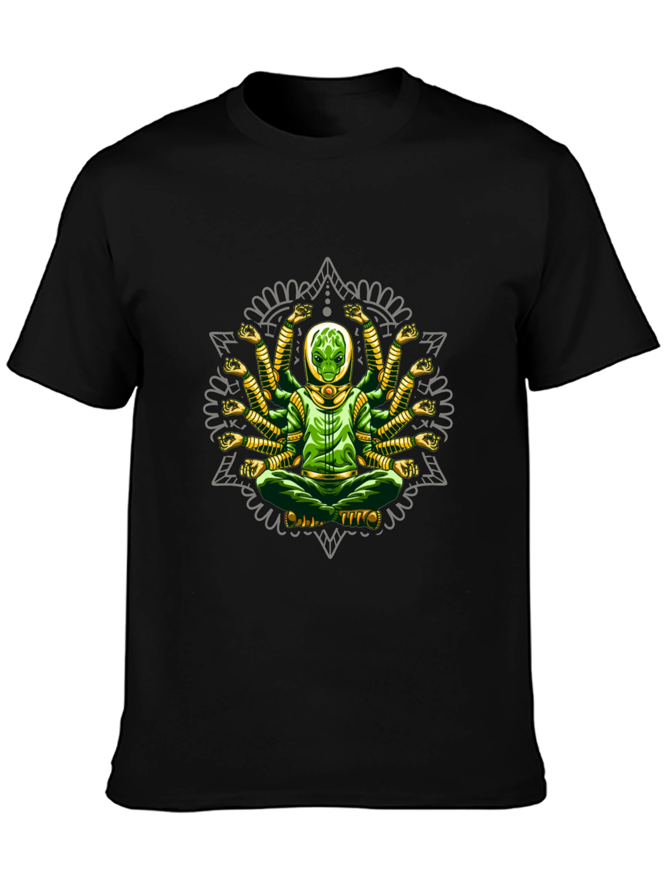 Meditating Alien Mandala Graphic T-Shirt