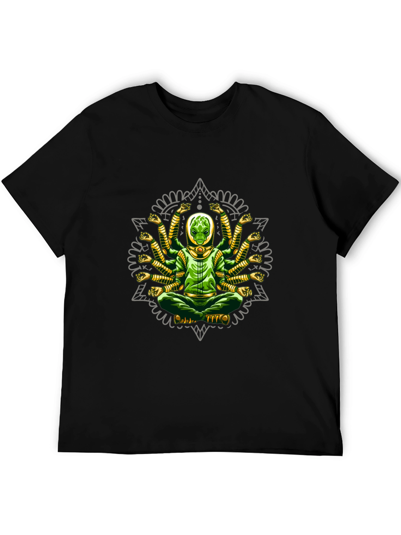 Meditating Alien Mandala Graphic T-Shirt