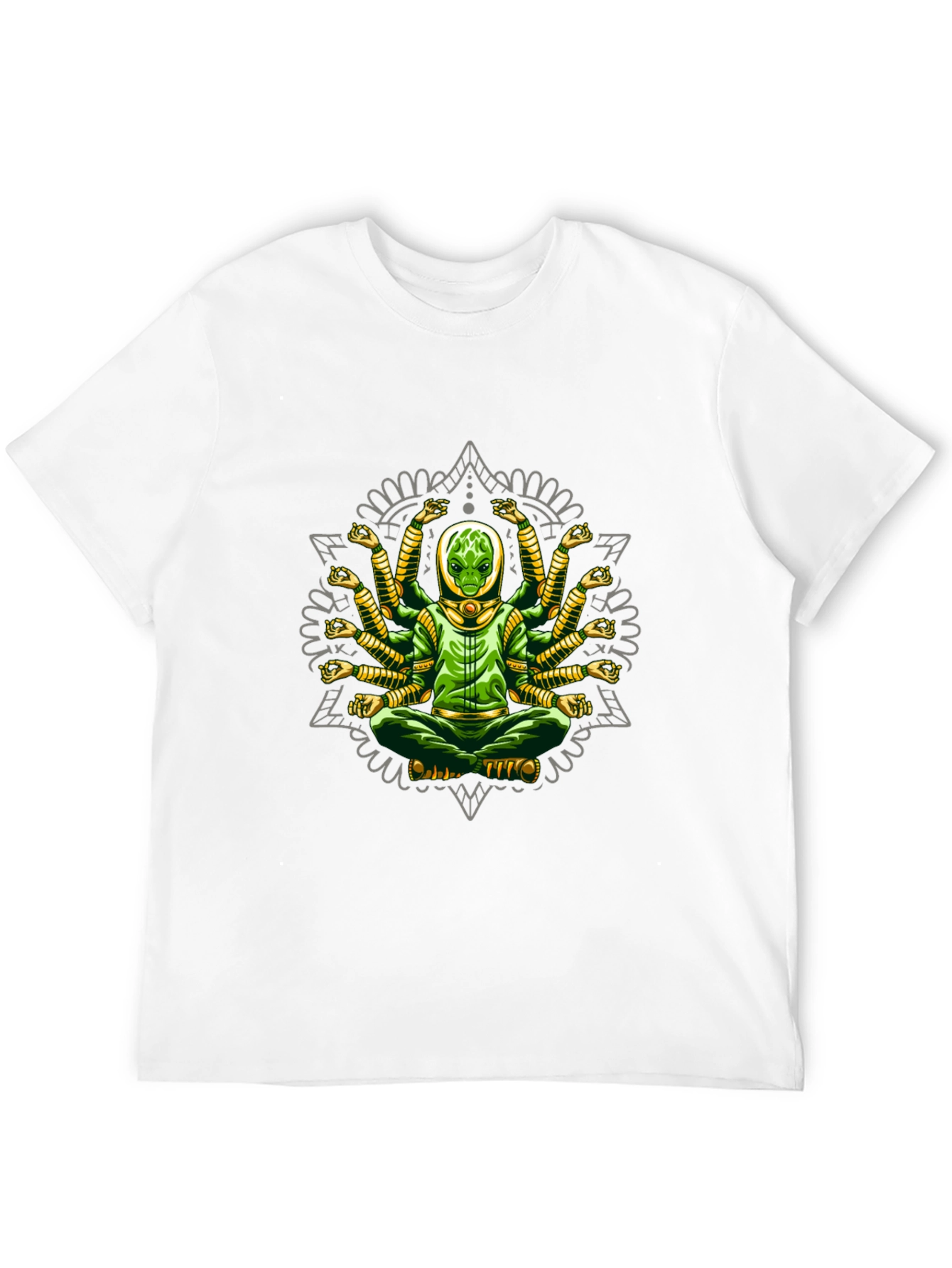 Meditating Alien Mandala Graphic T-Shirt