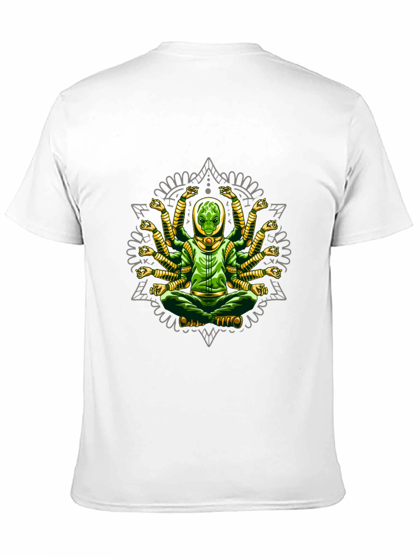 Meditating Alien Mandala Graphic T-Shirt
