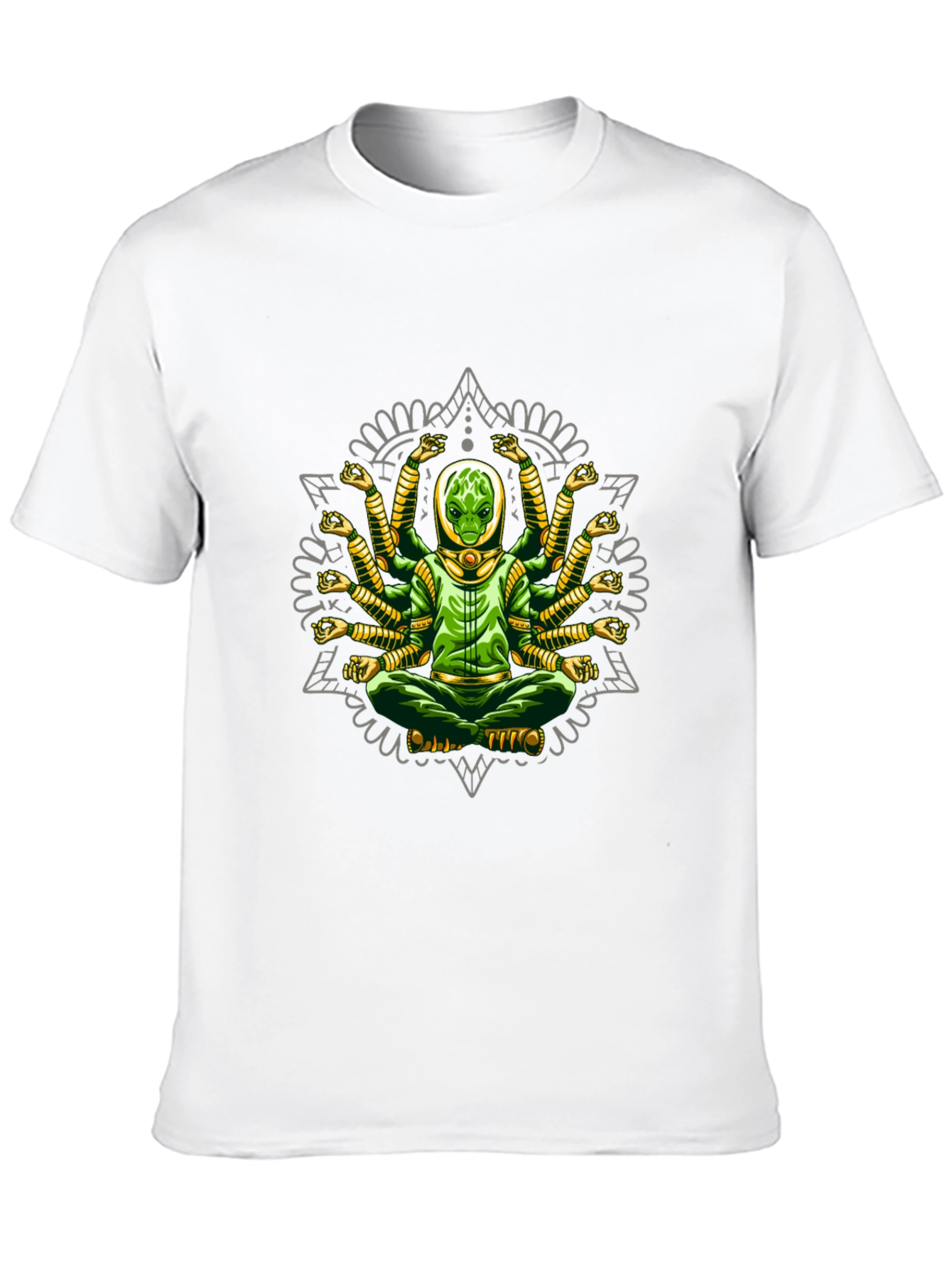 Meditating Alien Mandala Graphic T-Shirt
