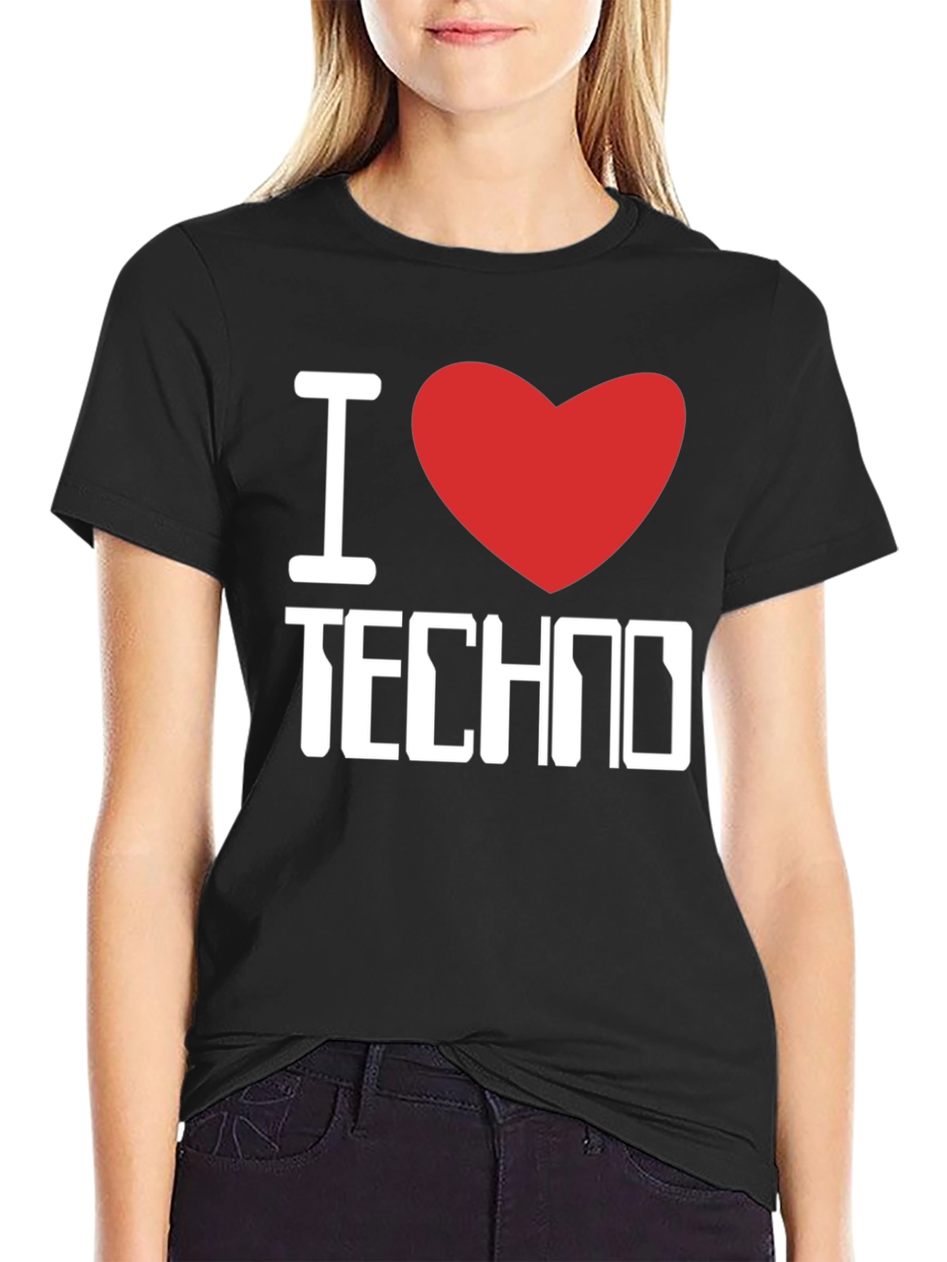 I Love Techno Black T-Shirt - Music Lover Tee