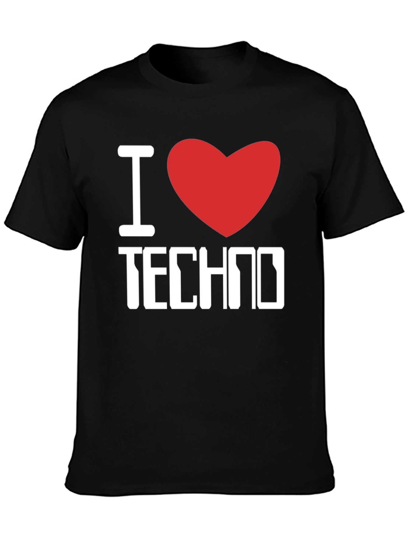 I Love Techno Black T-Shirt - Music Lover Tee