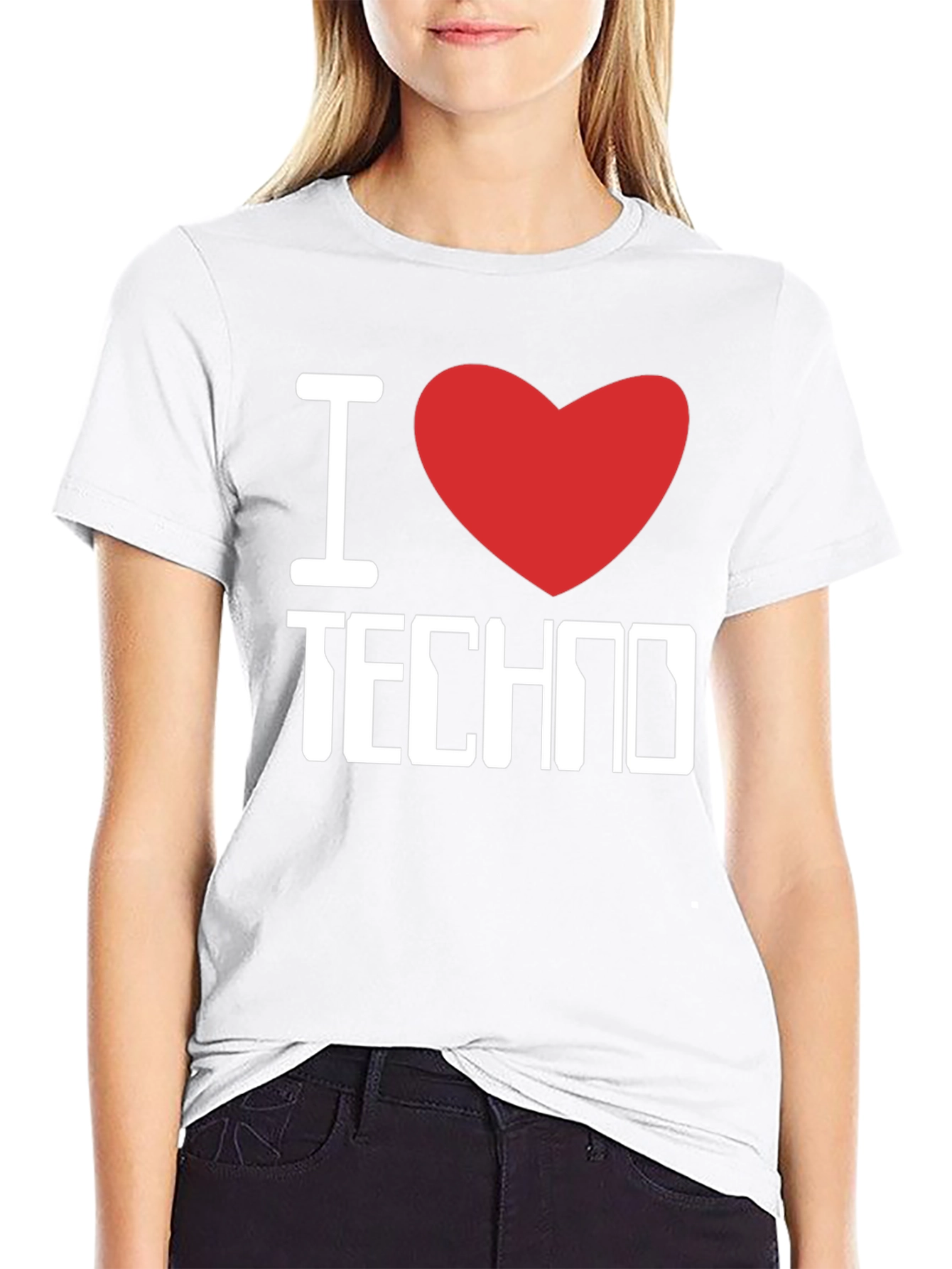 I Love Techno Black T-Shirt - Music Lover Tee