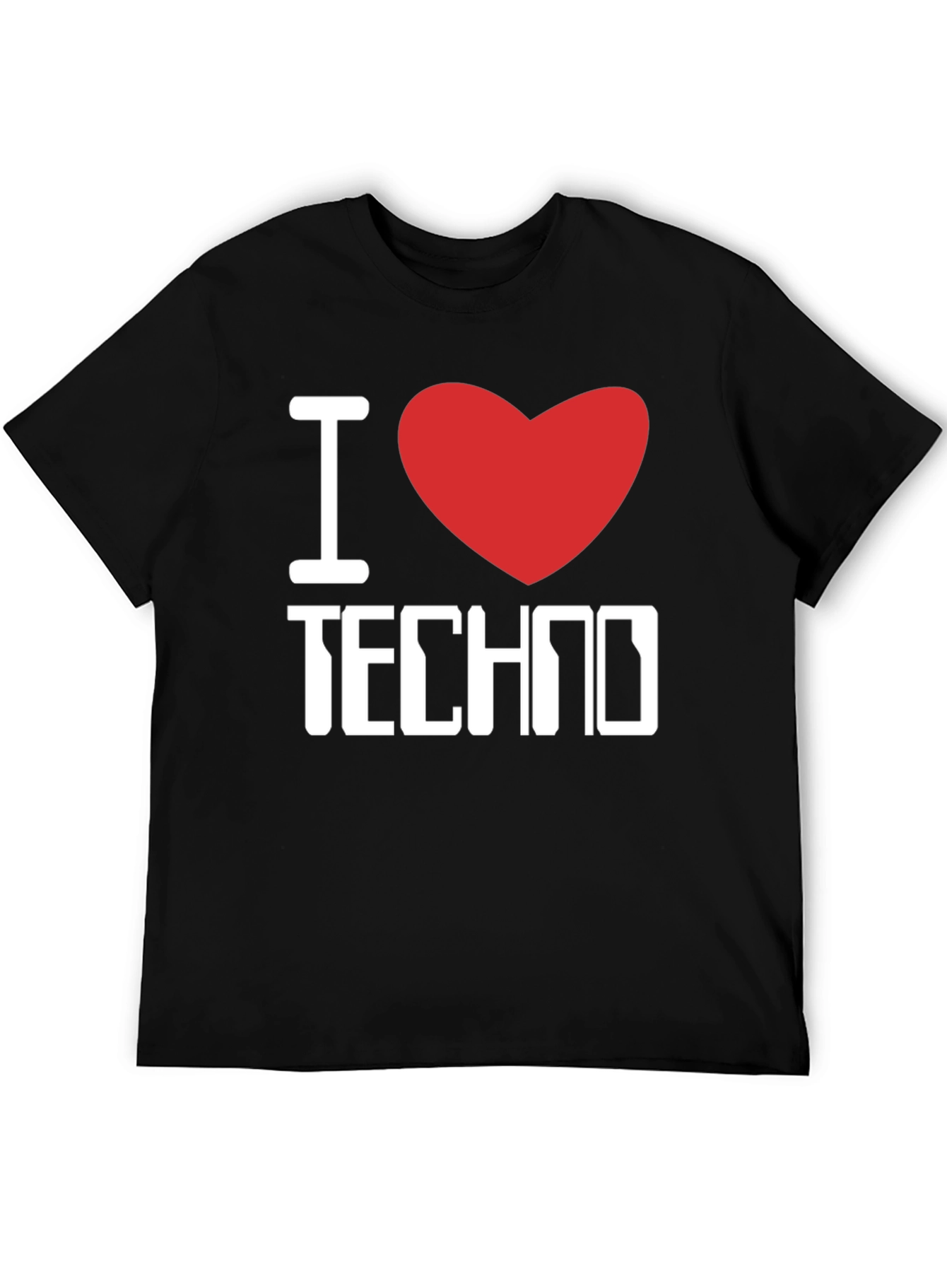 I Love Techno Black T-Shirt - Music Lover Tee