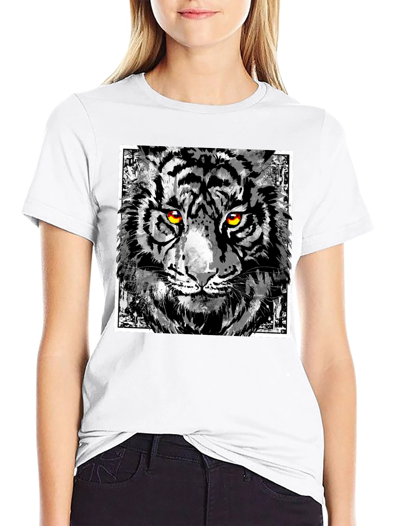 Tiger Graphic Print T-Shirt - Mens Black Tee