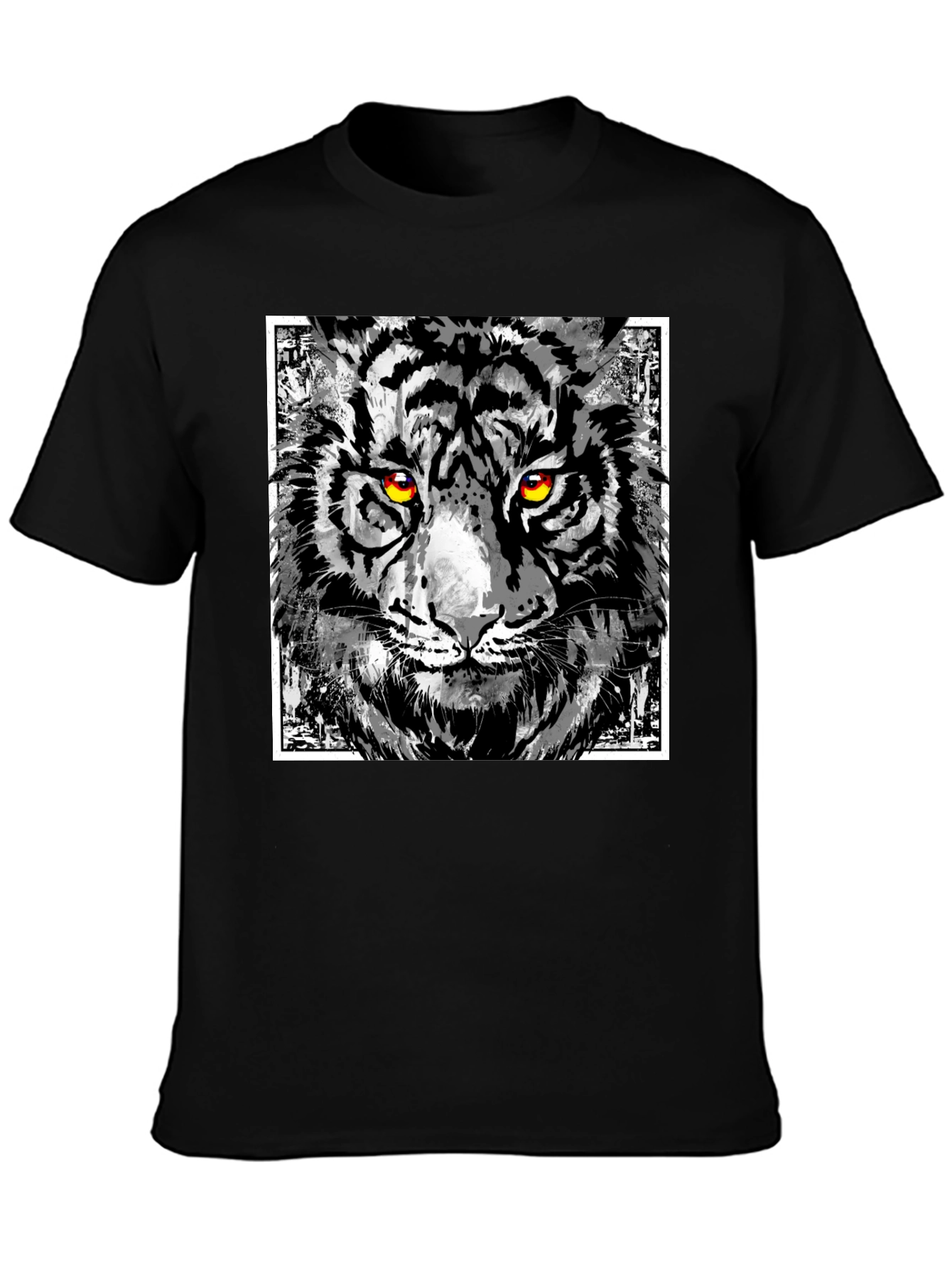 Tiger Graphic Print T-Shirt - Mens Black Tee