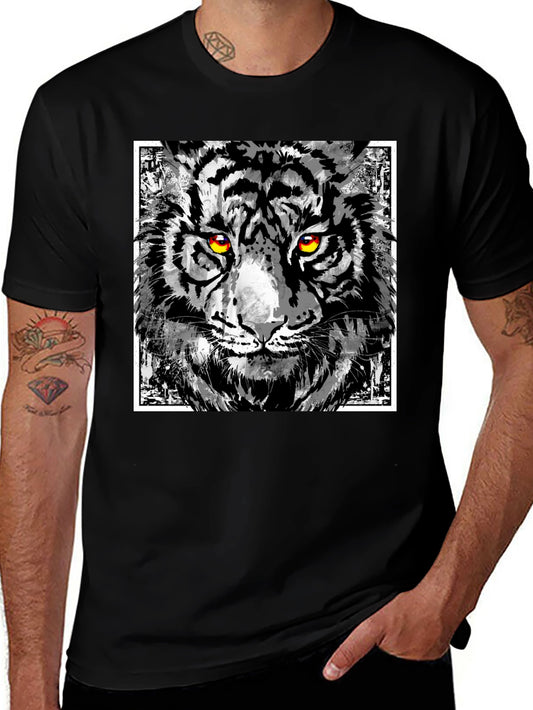 Tiger Graphic Print T-Shirt - Mens Black Tee