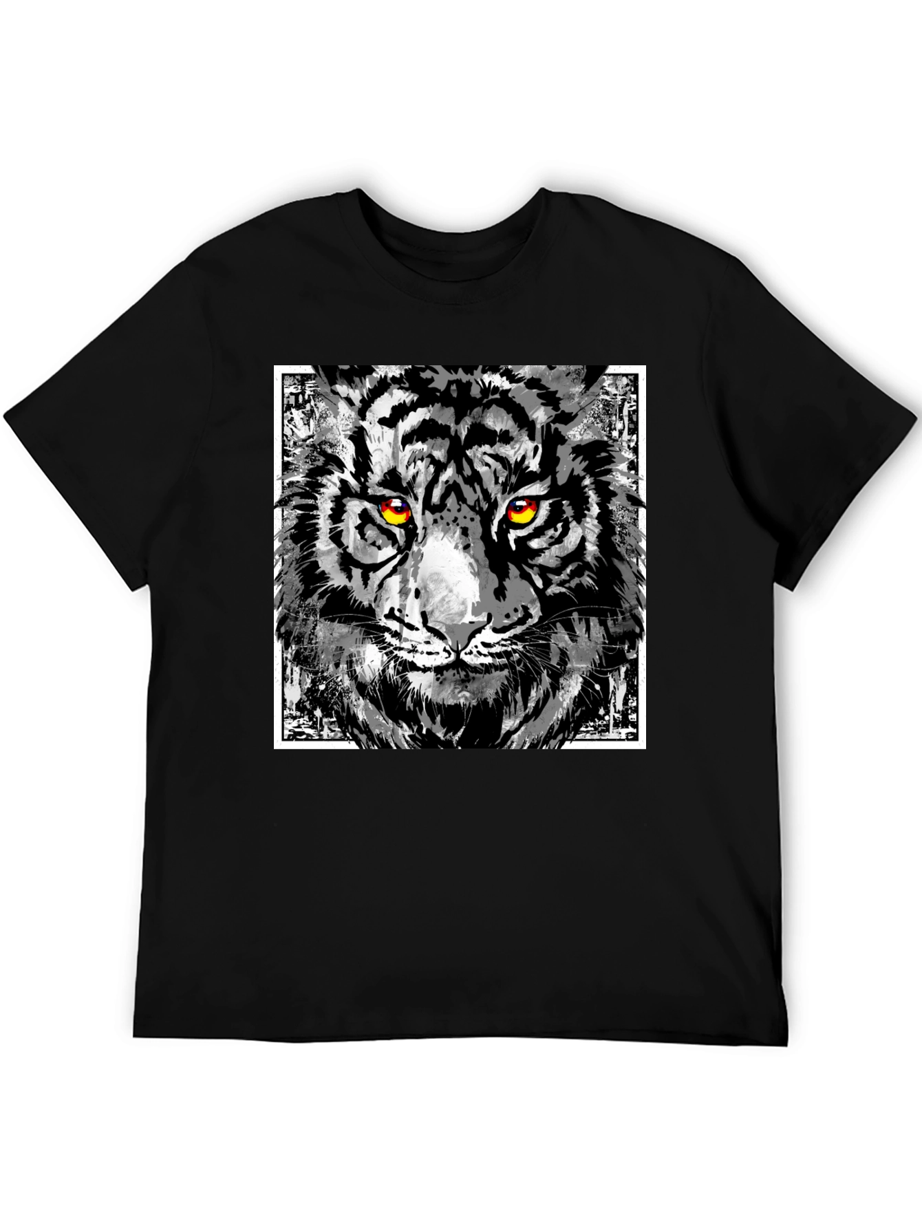Tiger Graphic Print T-Shirt - Mens Black Tee