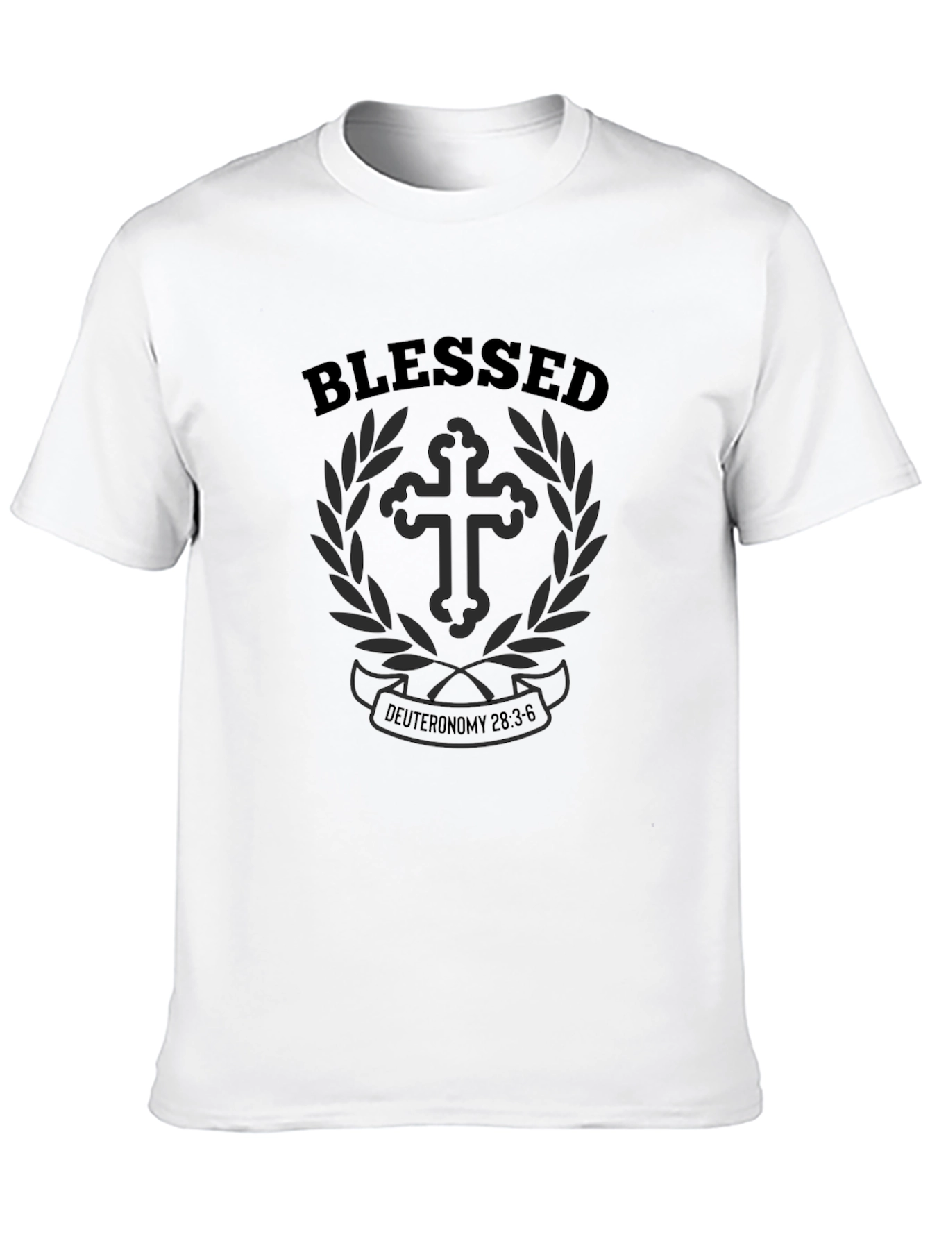 Blessed Christian Cross Graphic Black T-Shirt