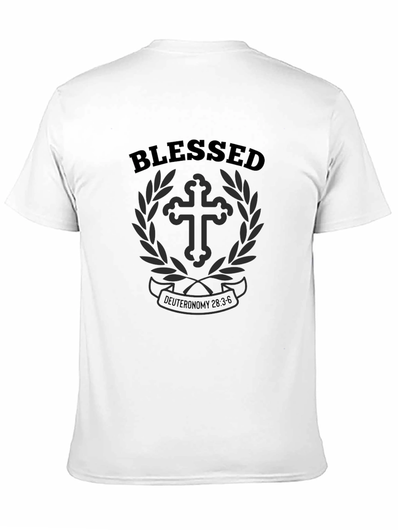Blessed Christian Cross Graphic Black T-Shirt