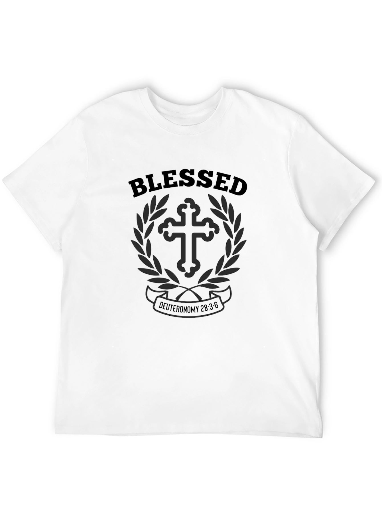 Blessed Christian Cross Graphic Black T-Shirt