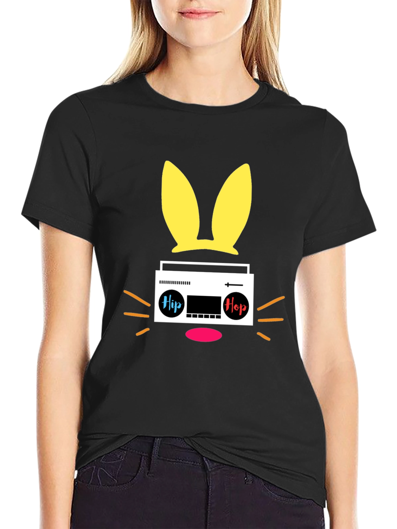 Hip Hop Bunny Black T-Shirt