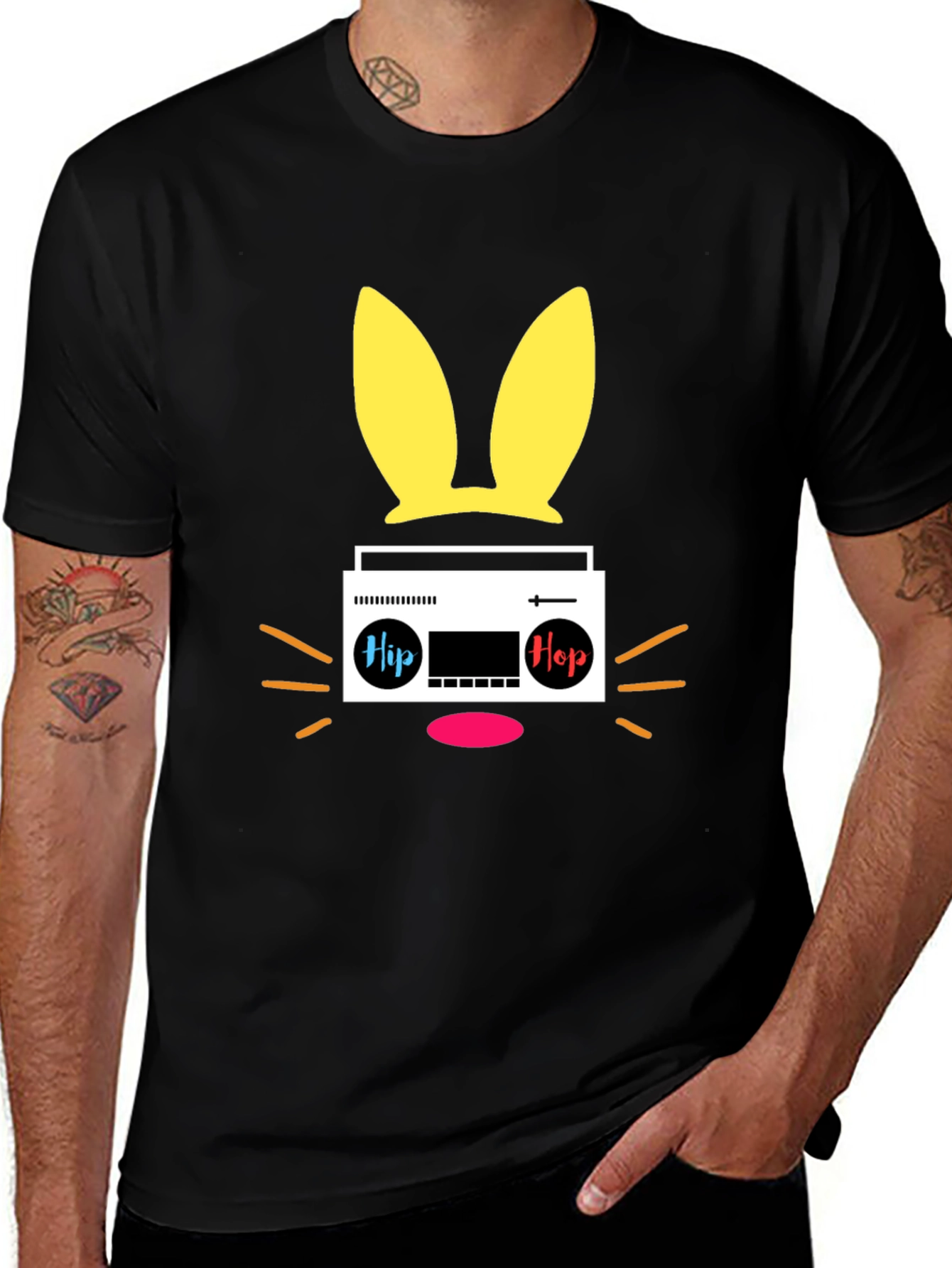 Hip Hop Bunny Black T-Shirt