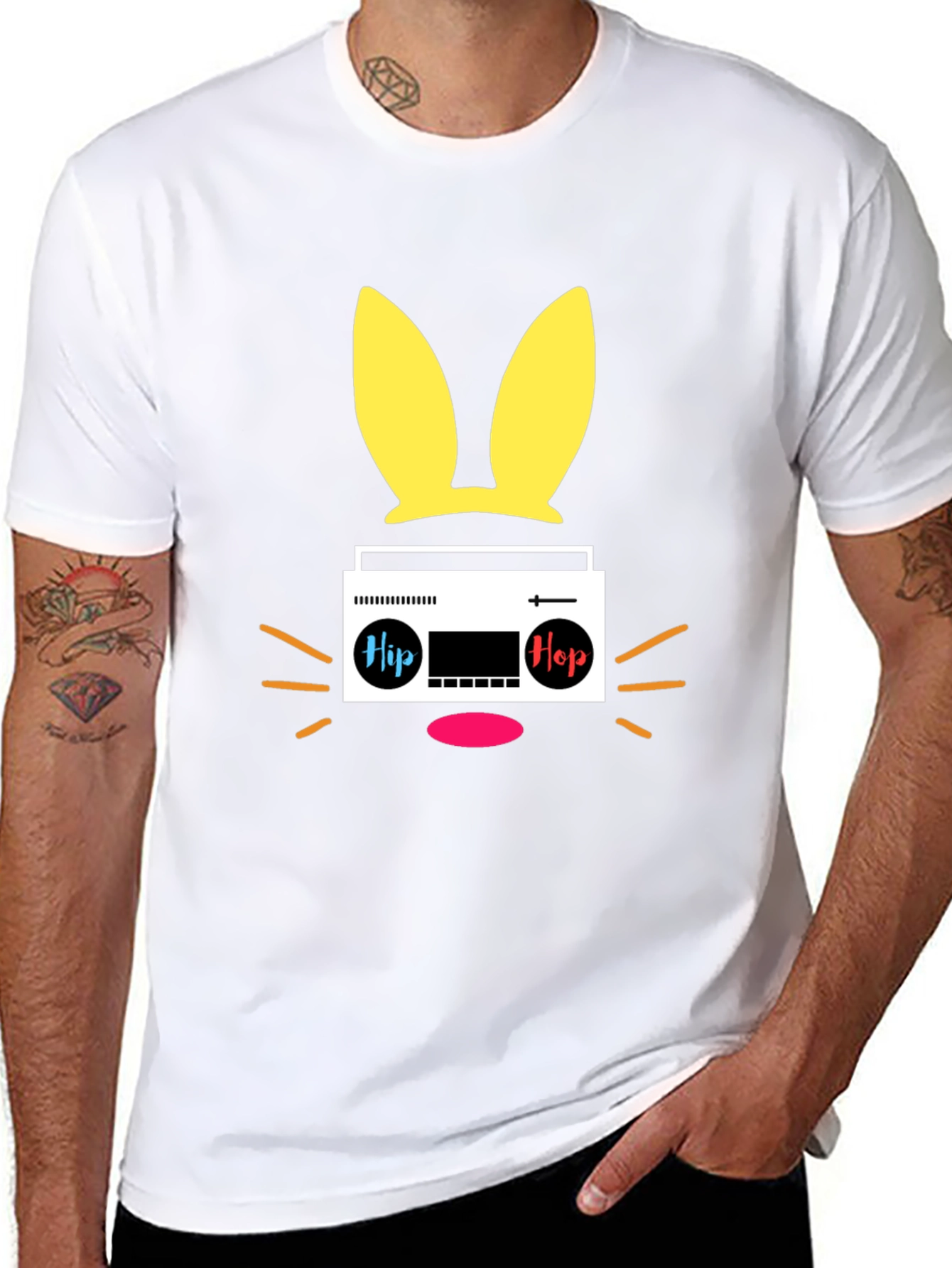 Hip Hop Bunny Black T-Shirt