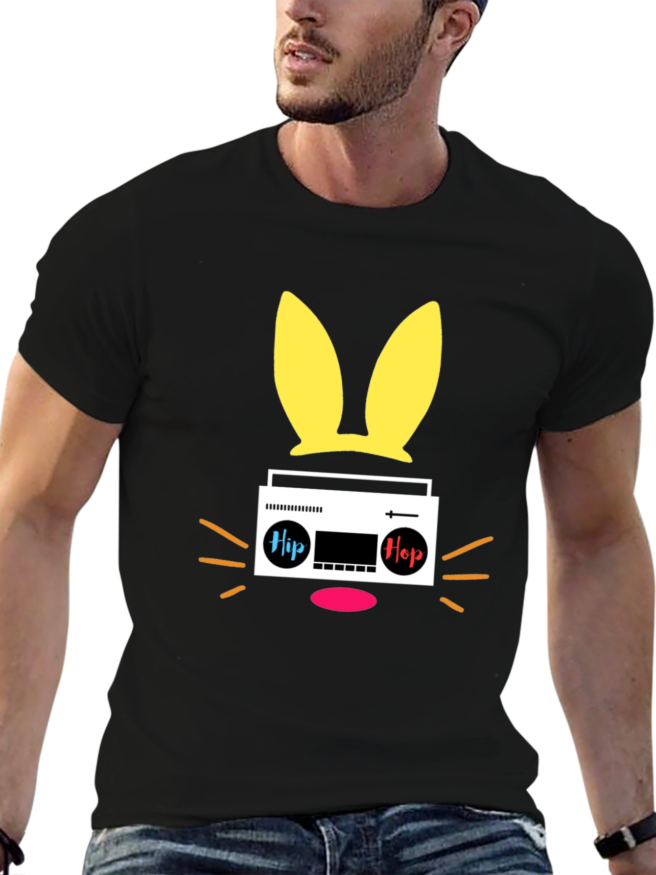 Hip Hop Bunny Black T-Shirt