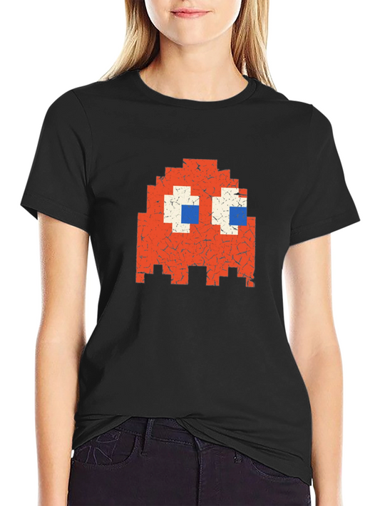Retro Pixel Ghost Graphic Tee - Classic Gaming Style