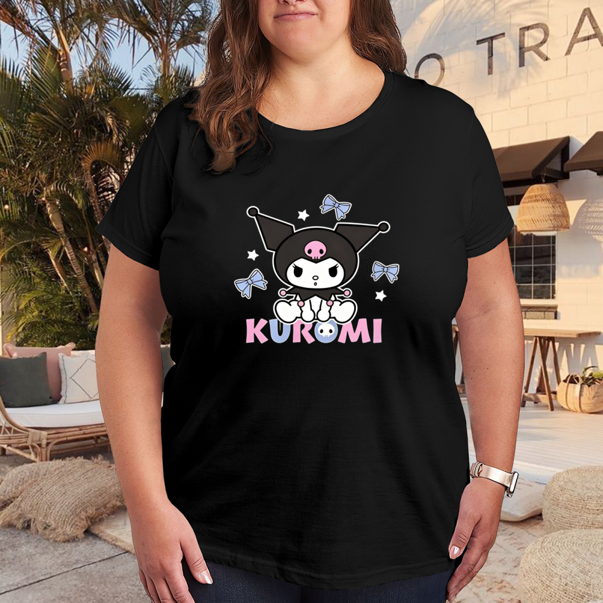 Trendy Simple Print Versatile Plus Size Women T-Shirt