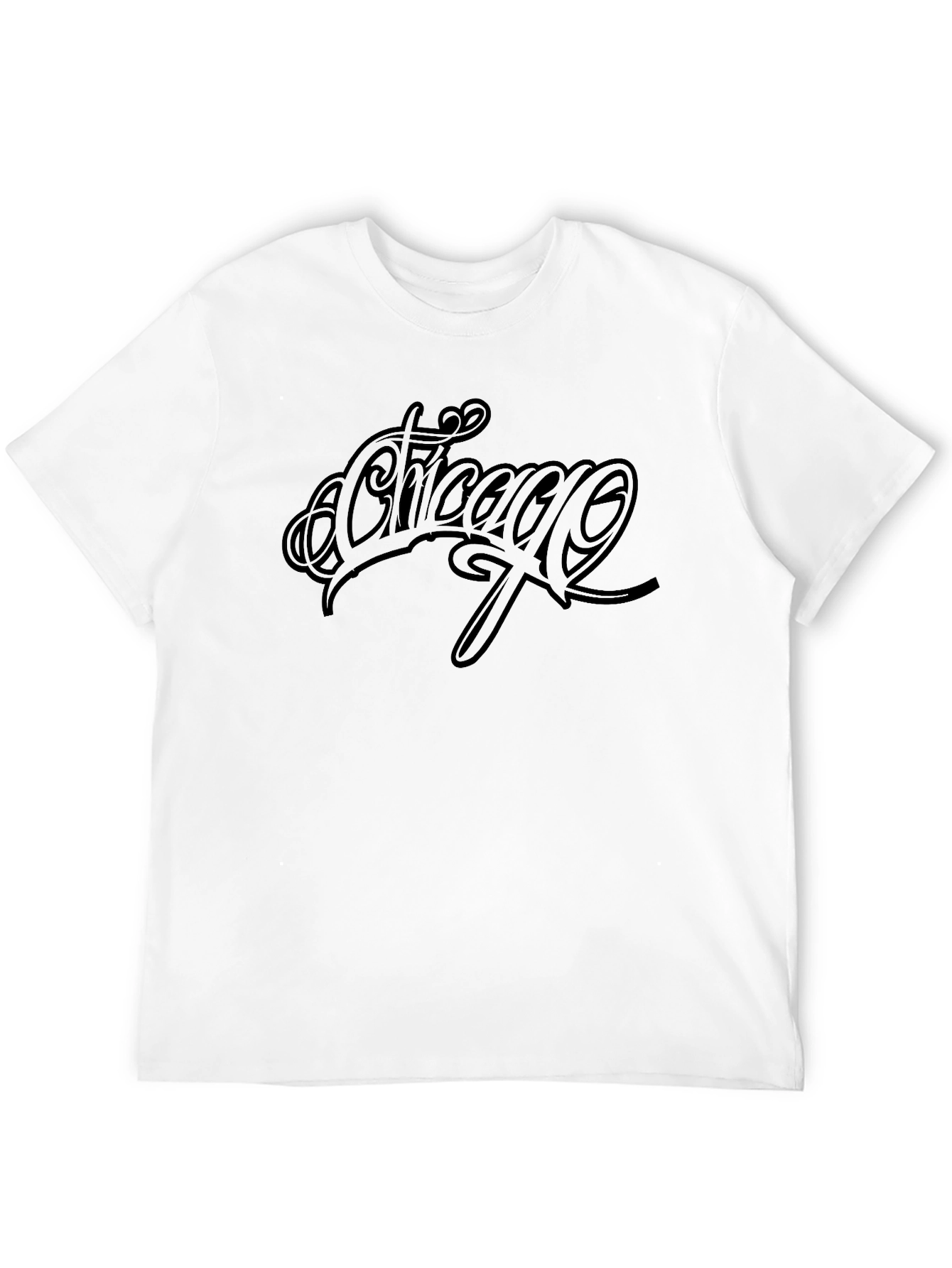 Chicago Script Black Tee - Stylish Graphic T-Shirt