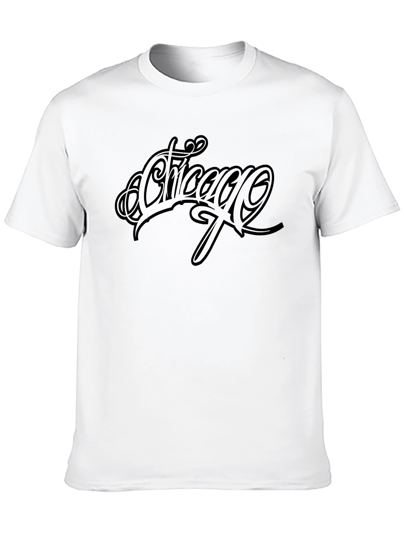 Chicago Script Black Tee - Stylish Graphic T-Shirt