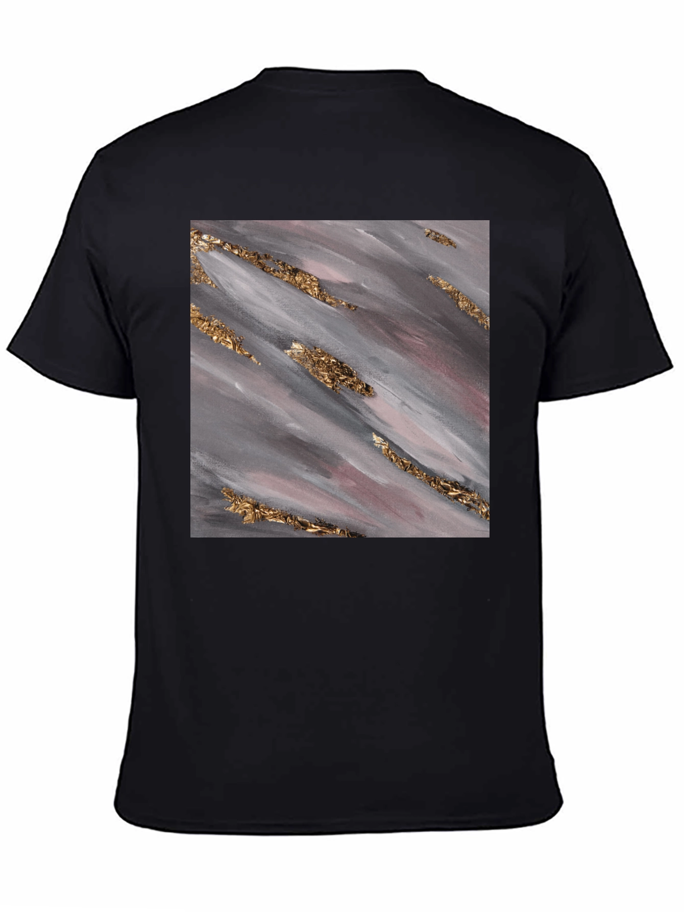 Abstract Gold Streak Graphic Tee - Stylish Black T-Shirt