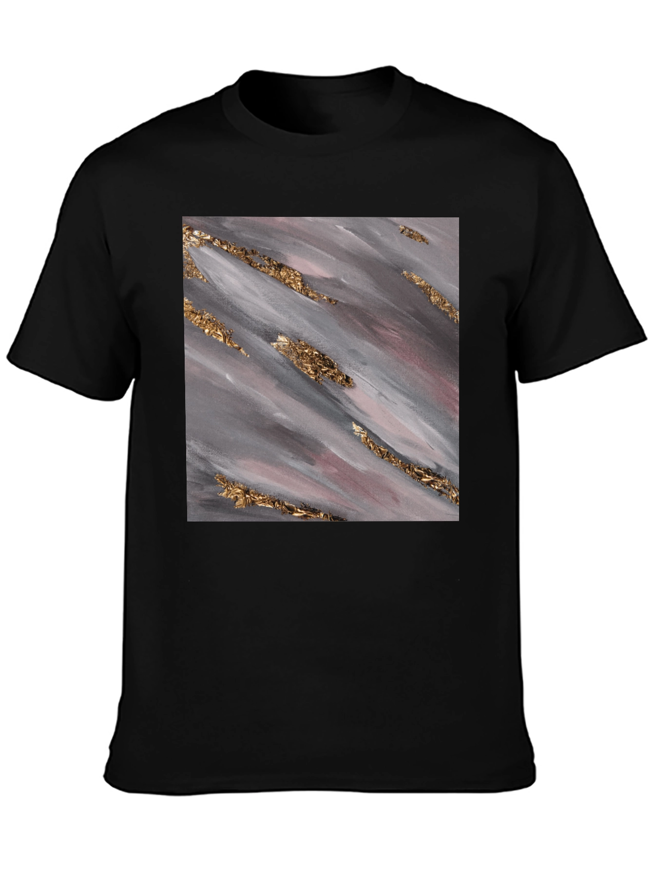 Abstract Gold Streak Graphic Tee - Stylish Black T-Shirt