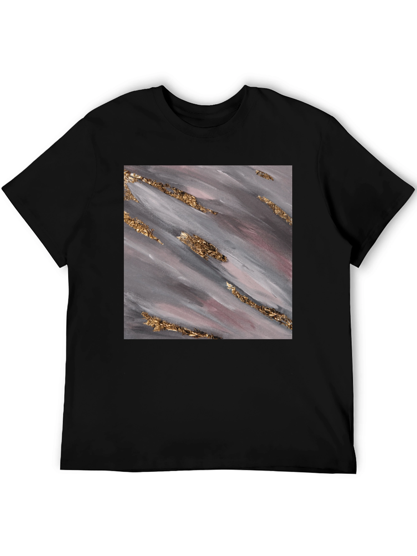 Abstract Gold Streak Graphic Tee - Stylish Black T-Shirt