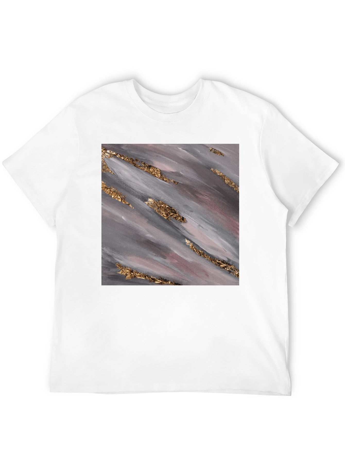 Abstract Gold Streak Graphic Tee - Stylish Black T-Shirt