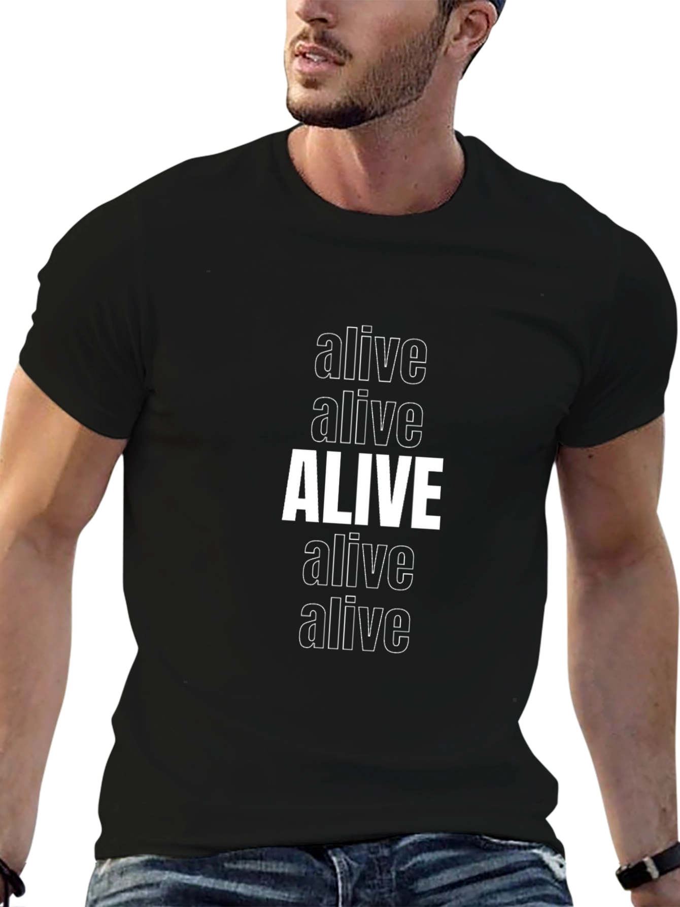 Alive Graphic Print Black T-Shirt