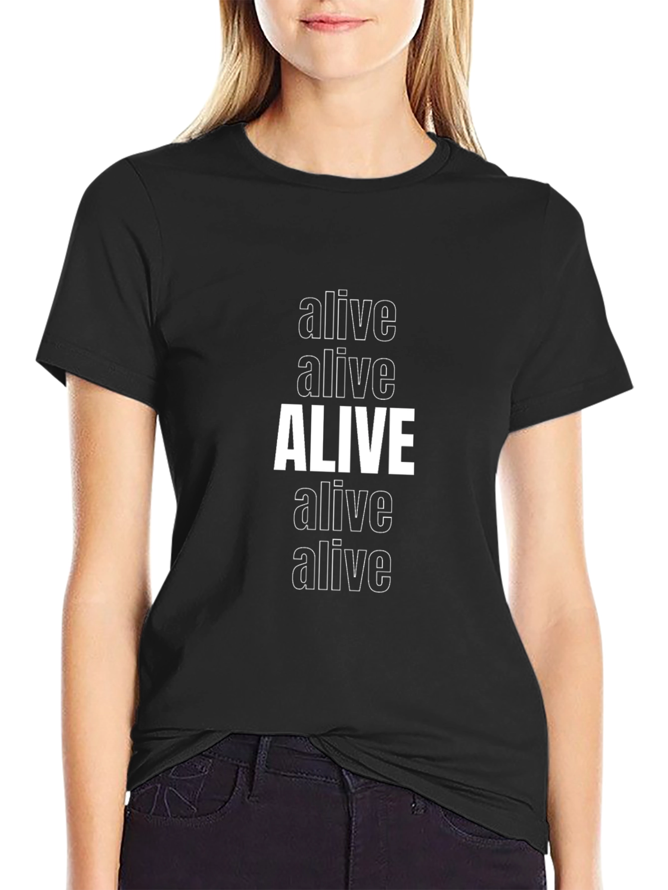 Alive Graphic Print Black T-Shirt