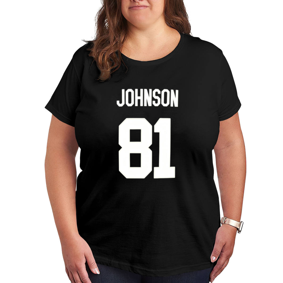 Plus Size Women Sporty Johnson 81 Number Jersey?Style Ladies T?Shirt