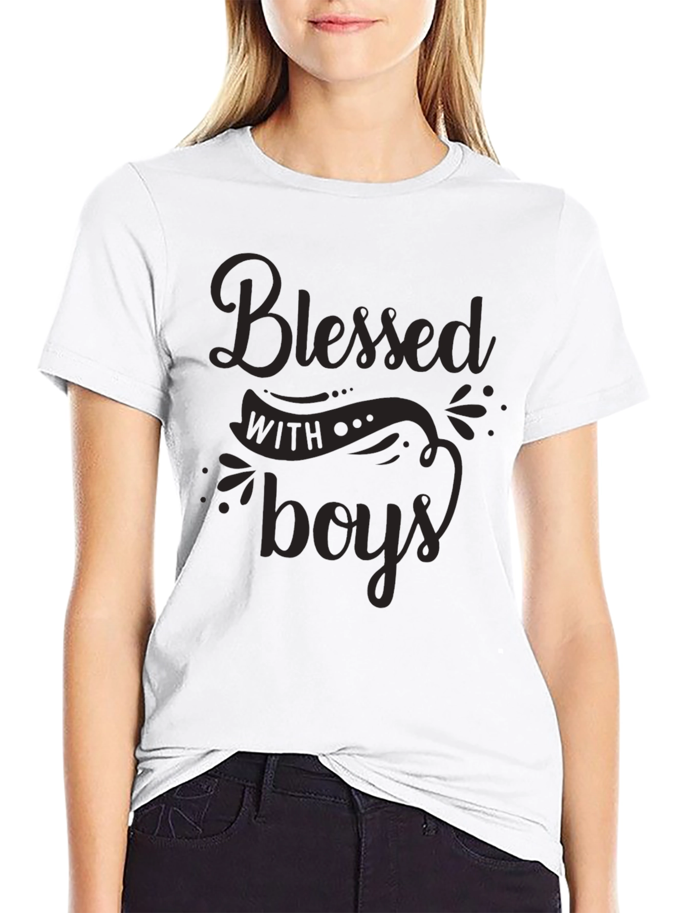 Blessed With Boys Black Graphic Tee