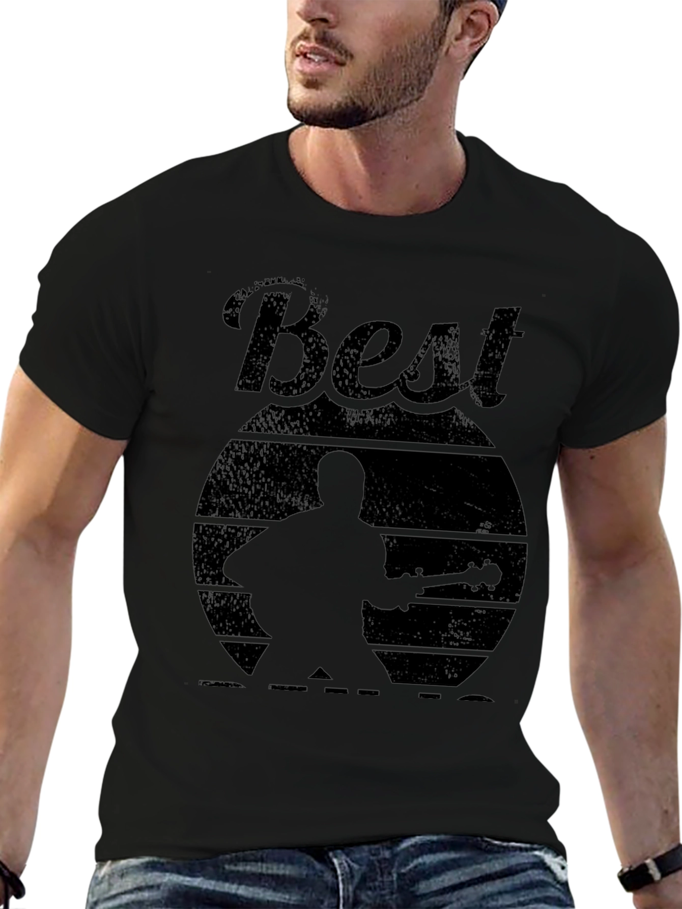 Best Guitarist Silhouette Graphic Tee - Black