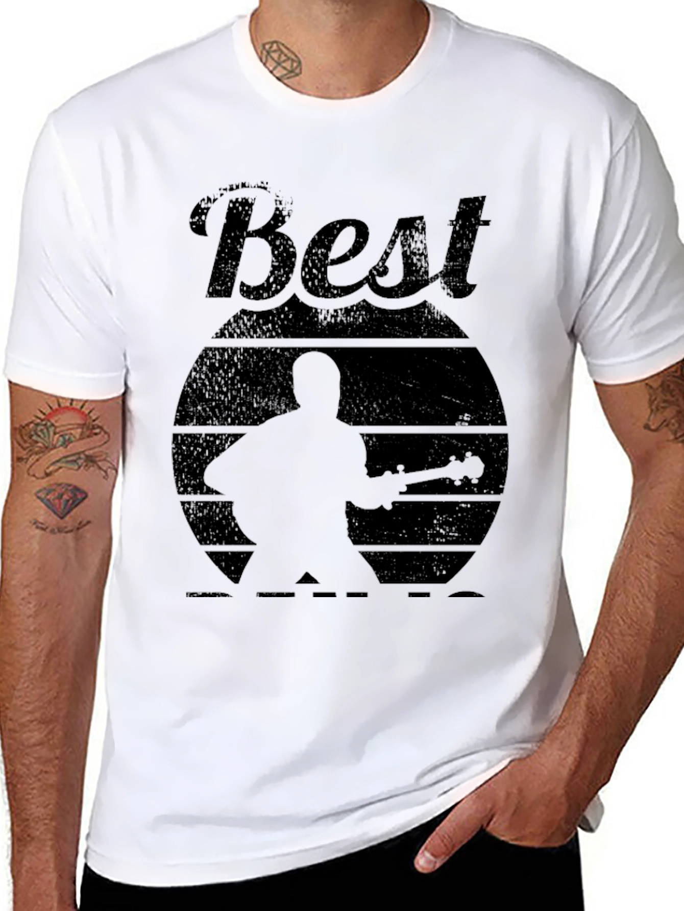 Best Guitarist Silhouette Graphic Tee - Black