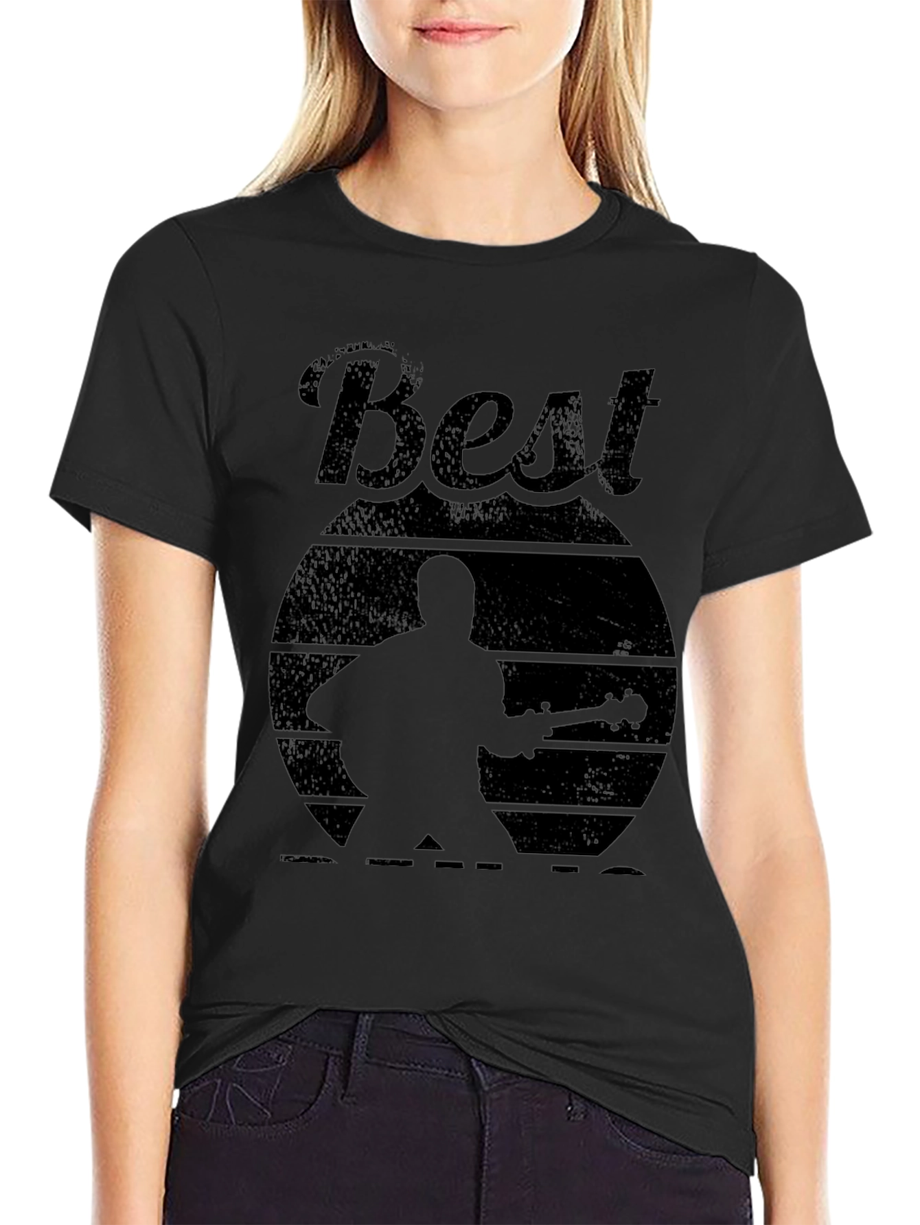 Best Guitarist Silhouette Graphic Tee - Black