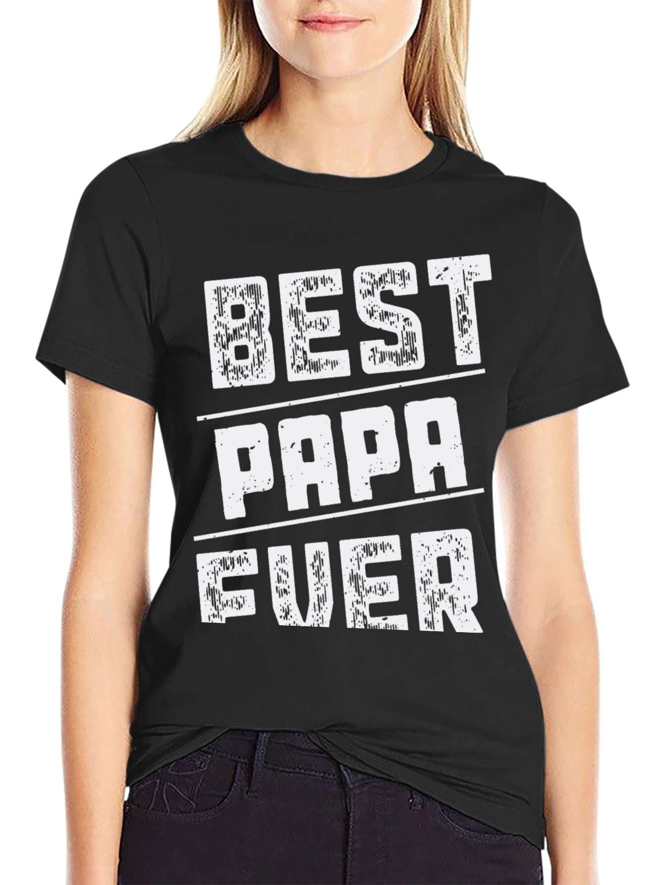 Best Papa Ever Black Graphic T-Shirt