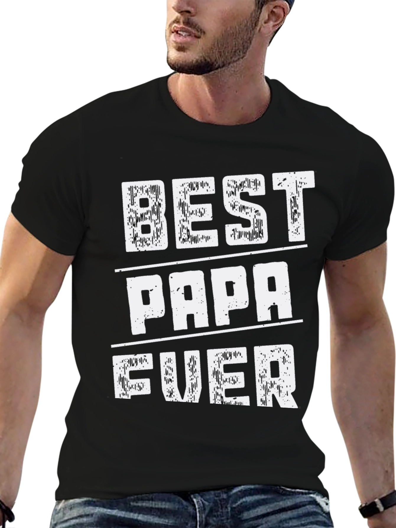 Best Papa Ever Black Graphic T-Shirt