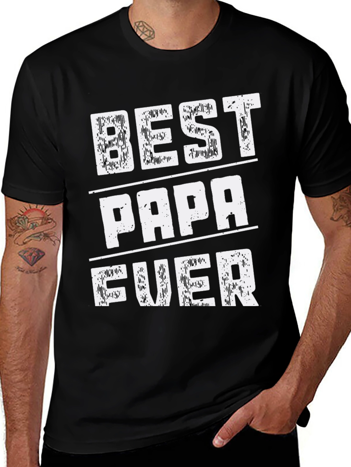 Best Papa Ever Black Graphic T-Shirt