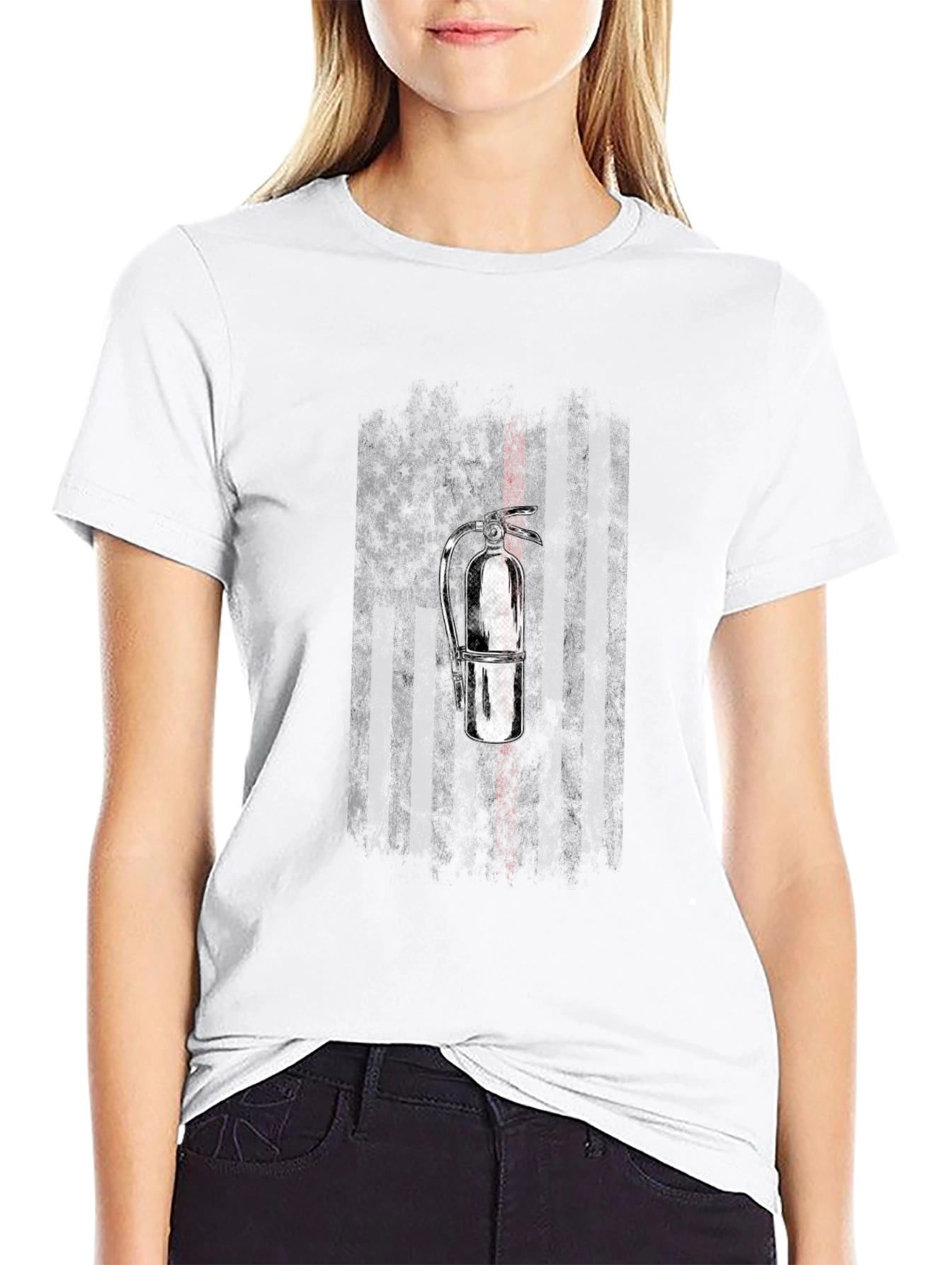 Firefighter American Flag Extinguisher T-Shirt