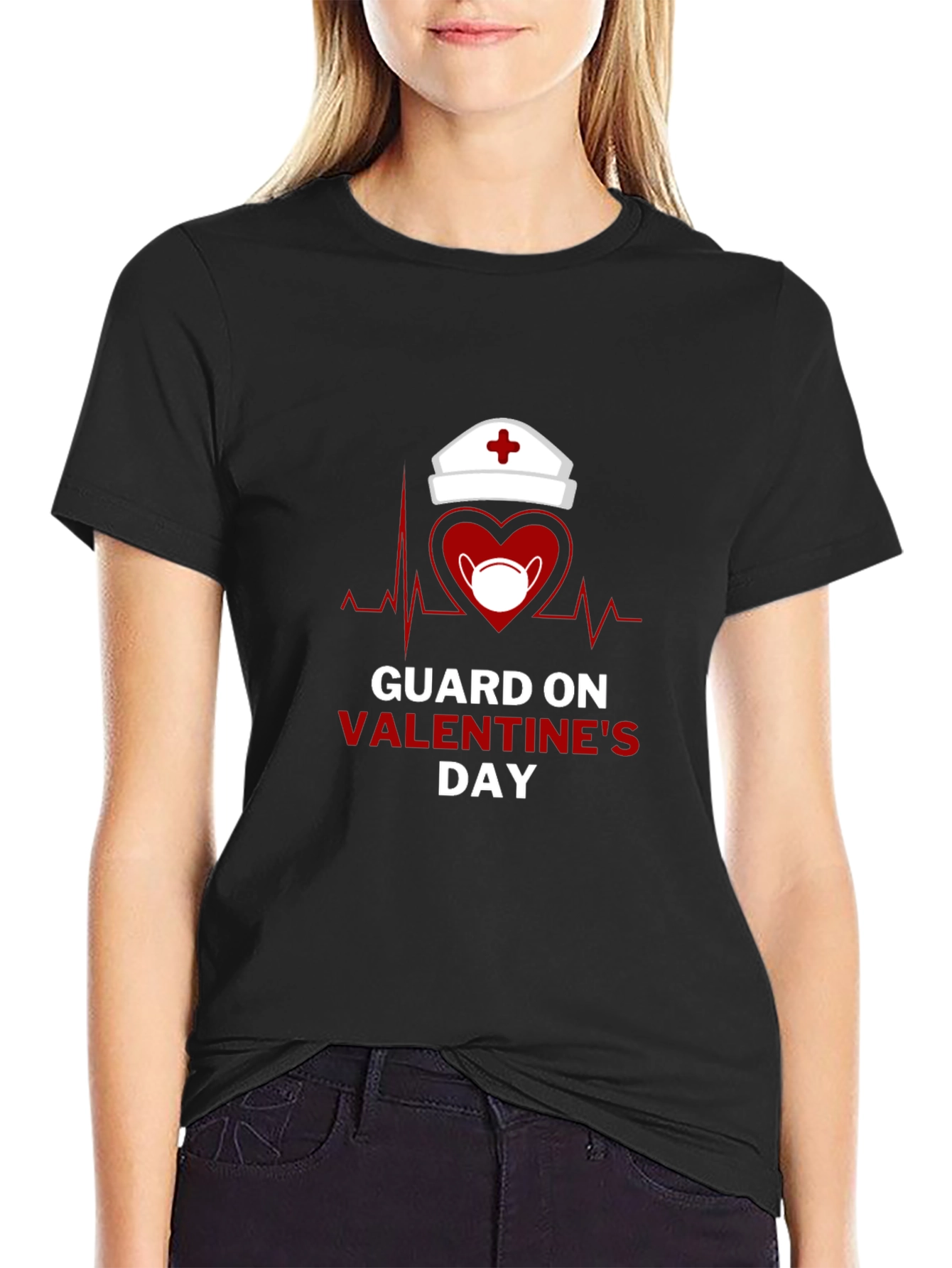 Guard on Valentines Day Black T-Shirt