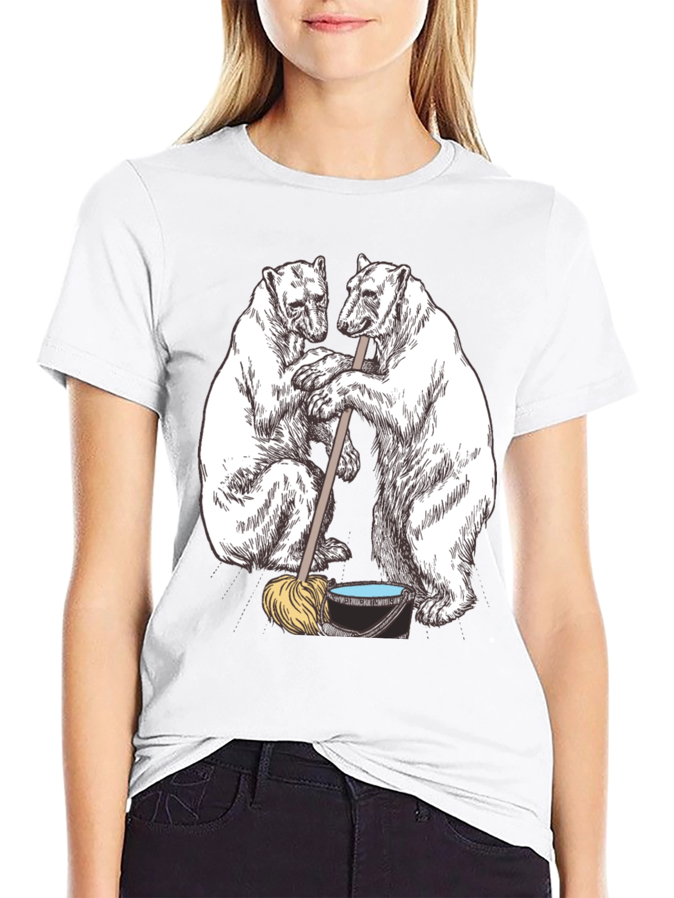 Polar Bear Cleaning Crew Graphic T-Shirt