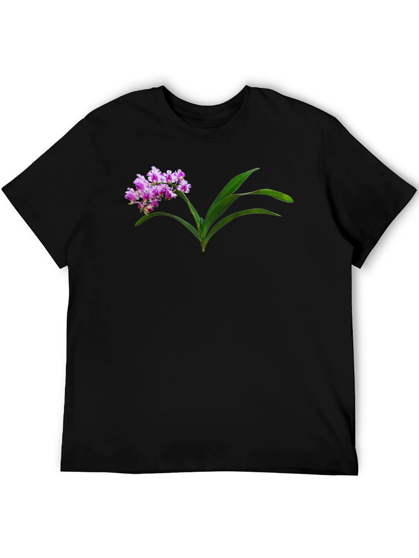 Floral Print Black T-Shirt - Unique Nature Design