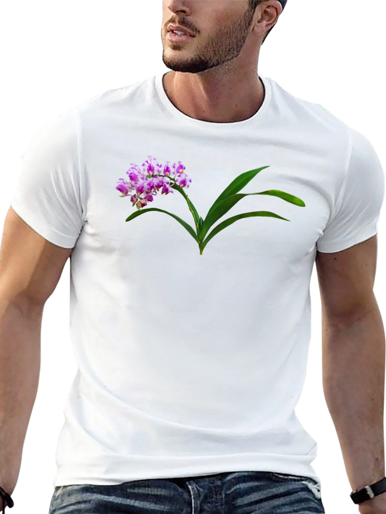 Floral Print Black T-Shirt - Unique Nature Design