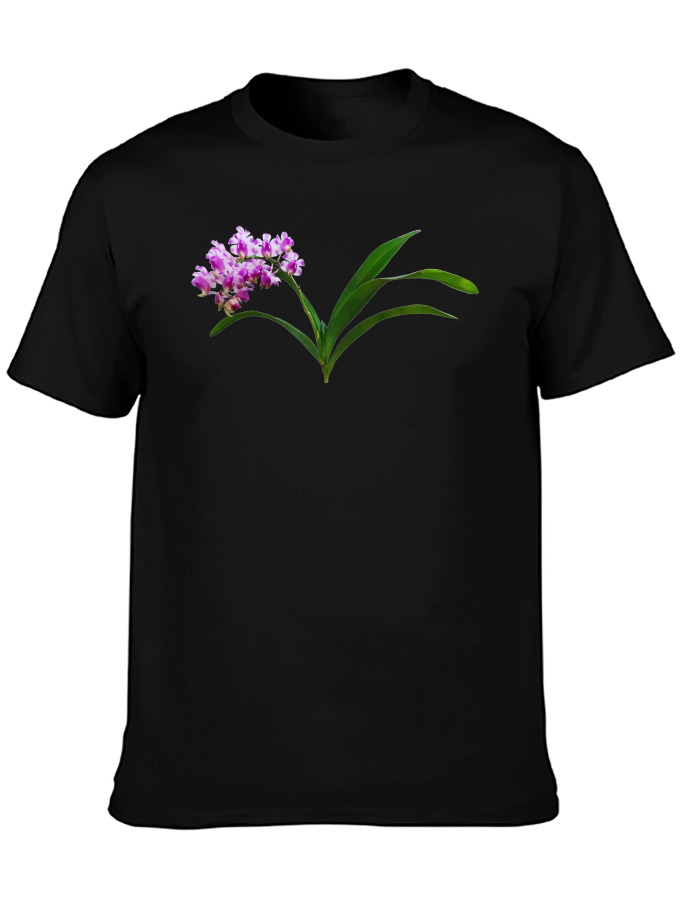 Floral Print Black T-Shirt - Unique Nature Design