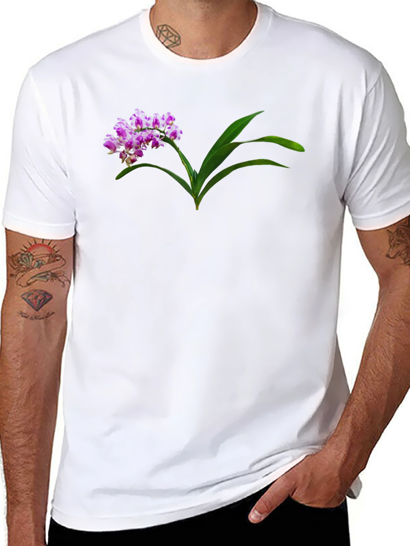 Floral Print Black T-Shirt - Unique Nature Design