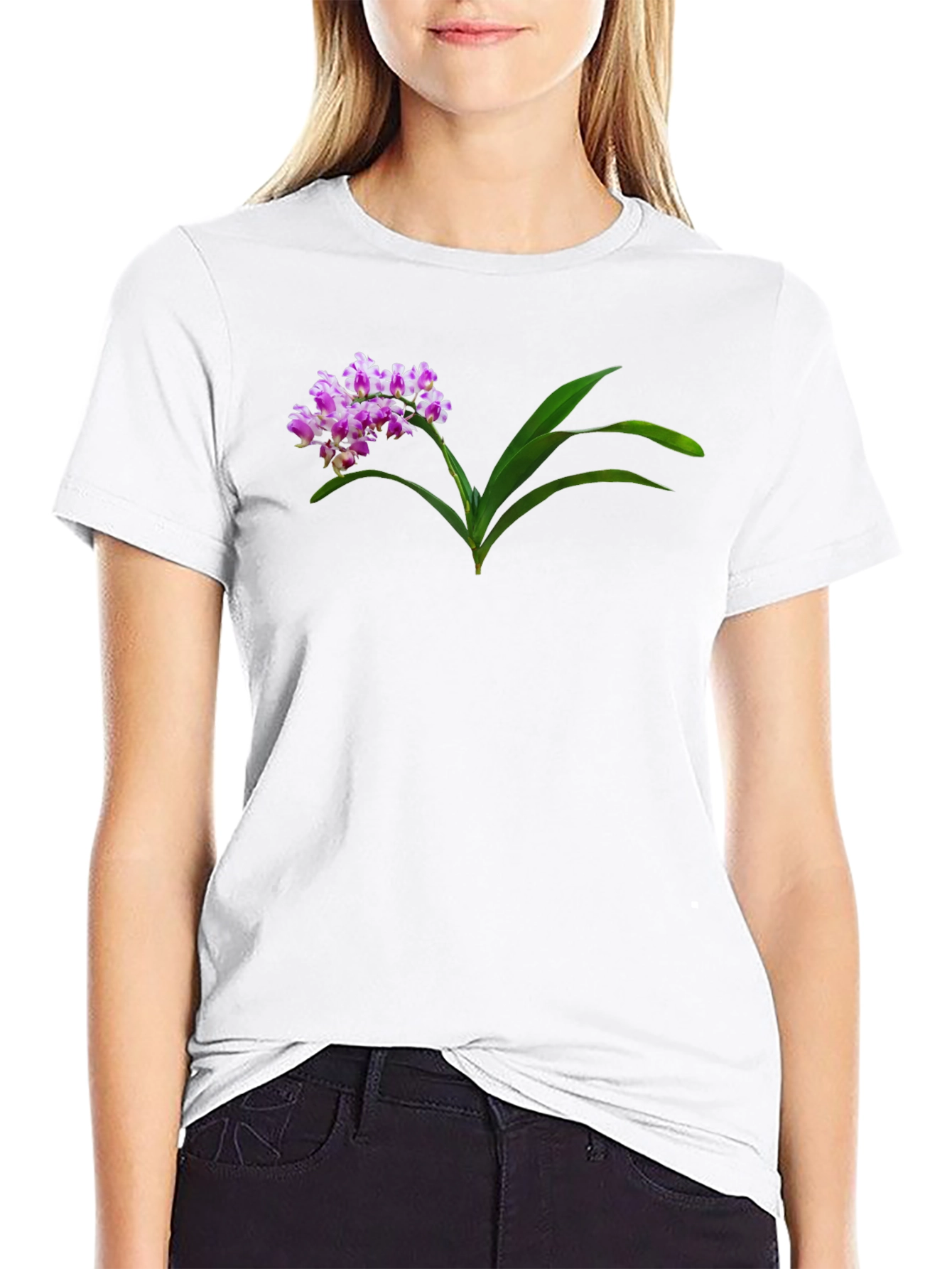 Floral Print Black T-Shirt - Unique Nature Design