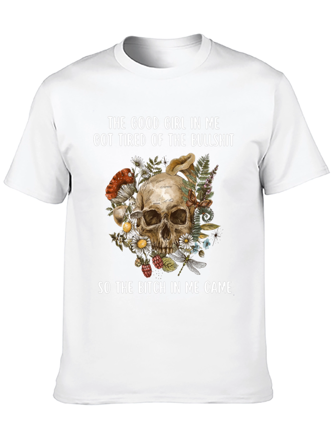 Good Girl Tired Skull Graphic T-Shirt