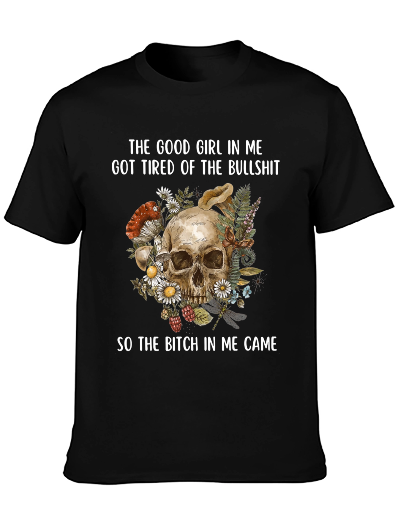 Good Girl Tired Skull Graphic T-Shirt